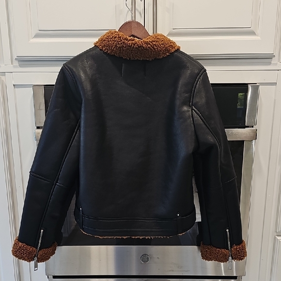 Rebecca Minkoff Black Jacket with Brown Teddy Lining - Picture 3 of 8